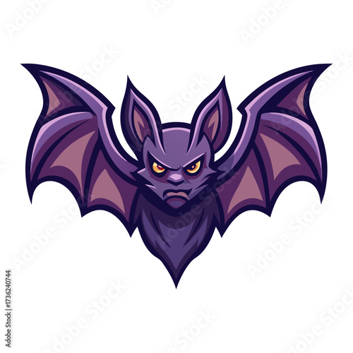 Vector art of menacing bat with spread wings, a symbol of darkness, mystery, and the supernatural in halloween folklore