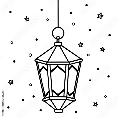 Lanterns of the Midnight Carol line art  vector 