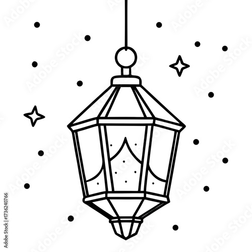 Lanterns of the Midnight Carol line art  vector 