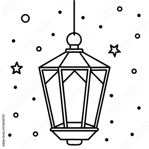Lanterns of the Midnight Carol line art  vector 