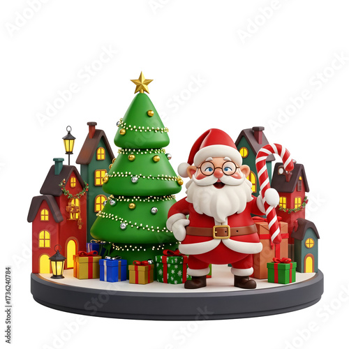 santa claus with christmas tree