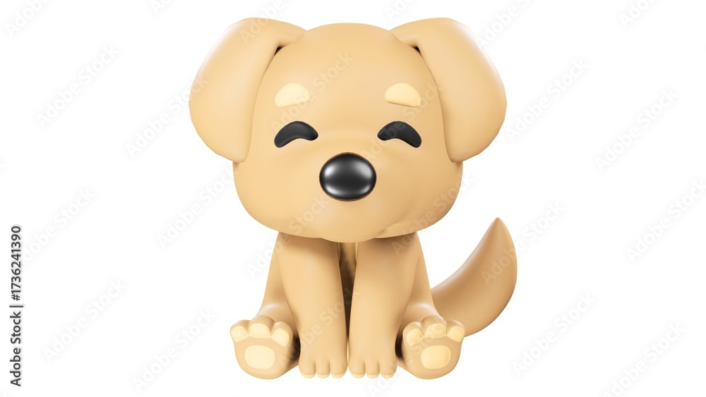 Naklejka premium Cute 3D Puppy Dog Illustration on White Background Adorable Pet Animal Design - 1