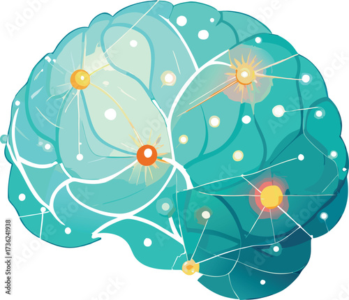 Abstract Digital Brain Network Technology Data Illustration