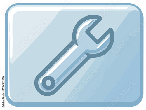 Wrench icon designed in a simple style illustrates the concept of maintenance and repair work, useful for tool-related topics or services.
