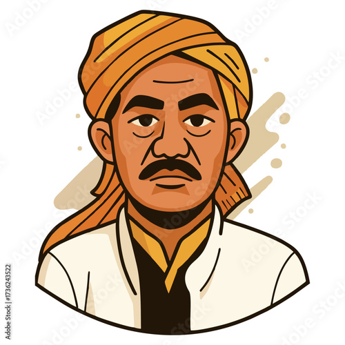 Cartoon Style Portrait Illustration of Indonesian Historical Figure Character