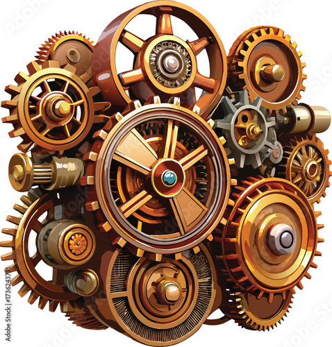 Heavy Industrial Steampunk Machinery Power Mechanism Asset