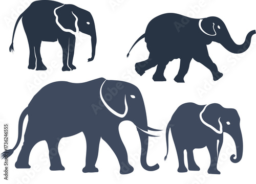 Photography Elephant silhouette, Elephant and baby elephant, wild animals