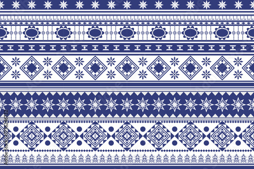 Native Abstract geometric Ethnic pattern seamless. Blue and white