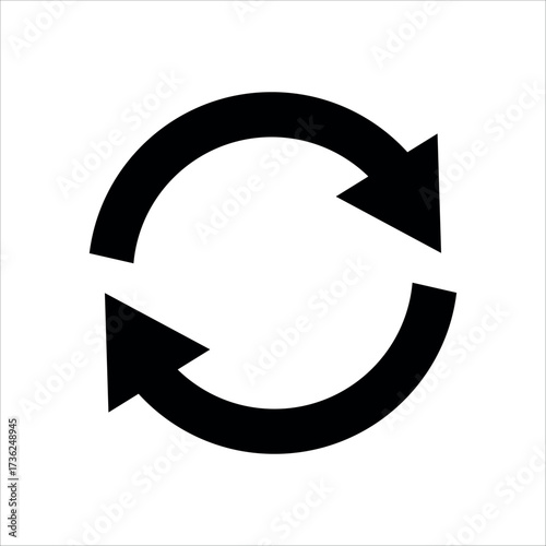circle rotate icon black color sign vector design isolated white background