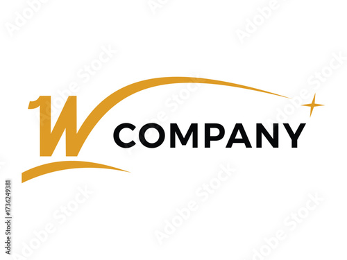 Initial Letter W Swoosh Star Icon Vector Design