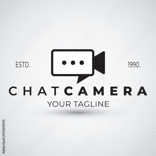 Abstract vector chat bubble video camera logo vector template suitable for live streaming