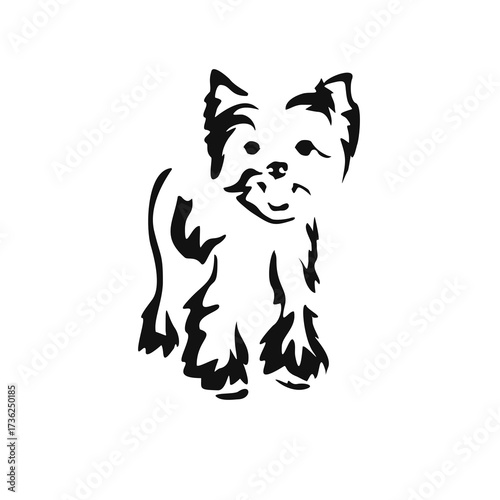 Vector drawing of a dog. Black and white gestalt design of a funny pet. Little doggy. Cute animal illustration. Postcard for International Dog Day	
