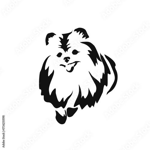 Vector drawing of a dog. Black and white gestalt design of a funny pet. Little doggy. Cute animal illustration. Postcard for International Dog Day	
