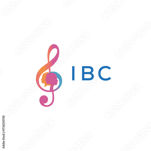 "IBC Music and Arts Logo Design, Abstract Treble Clef with Human Faces", IBC Later Logo, 
