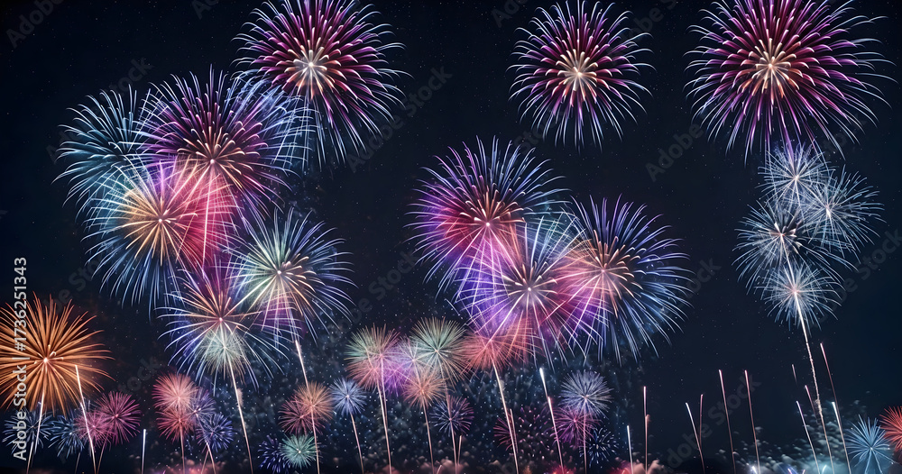Fototapeta premium Colorful Fireworks Over the Night Sky