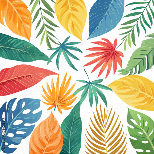  tropical leaves pattern in vibrant hues on digital art concept, Generative AI.