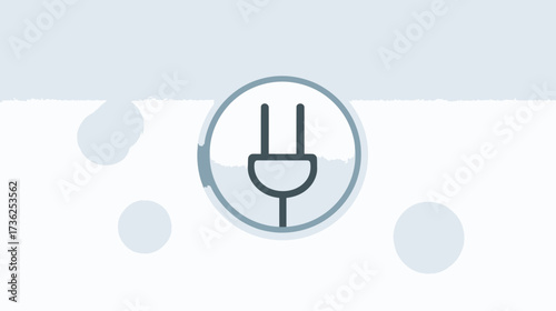 Modern minimalist electric plug icon for power connection, energy, charging, and technology concepts. Simple line art graphic.