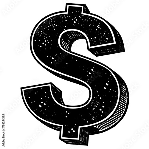 A clean minimalist vector graphic of a bold dollar sign perfect for financial concepts currency and economic themes easily scalable for various design applications