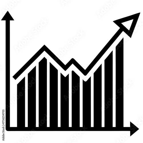 Abstract representation of a fluctuating sales trend depicted by a dynamic zig zag line graph icon symbolizing business growth and market changes