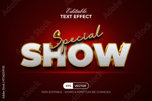 Special Show Text Effect Gold 3D Style. Editable Text Effect.