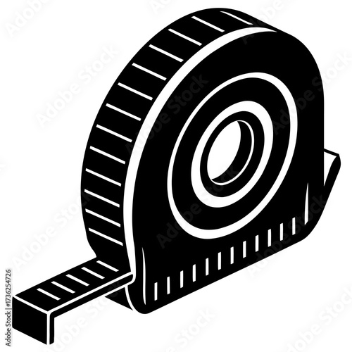 Simple and clear retractable measuring tape icon design perfect for construction diy and measurement related applications symbolizing accuracy and precision in a clean graphic