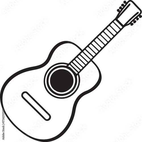 guitar line art, coloring book page line art drawing, vector and illustration