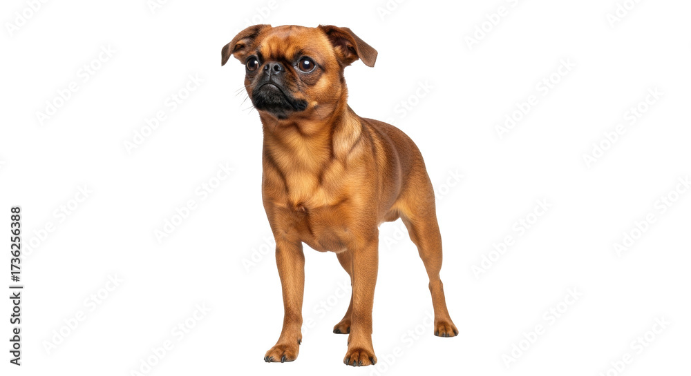 Obraz premium Isolated Griffon dog in a studio looking to side, curious, cute, with short brindle hair