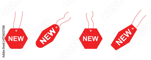 Set of new arrival tag icon set.