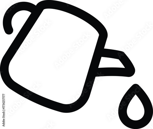 simple black outline icon of liquid pouring from a kettle