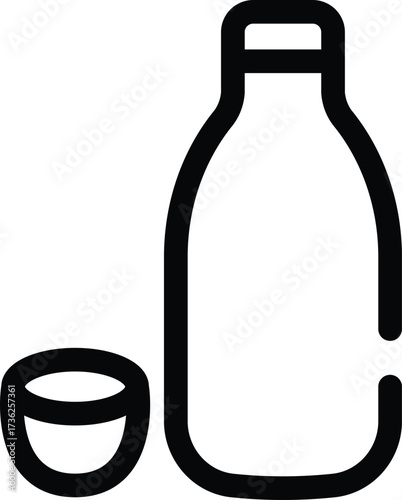 simple black outline icon of a liquor bottle and shot glass
