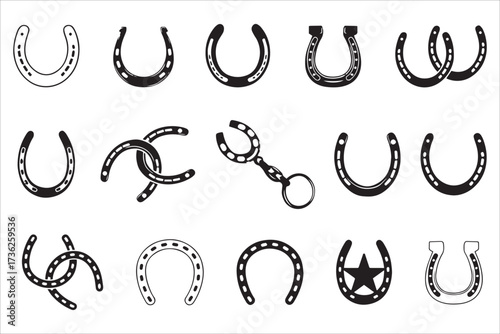 Traditional Horseshoe Good Luck Symbol Icon Set