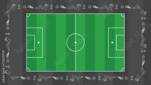 Dynamic seamless football soccer icons pattern in minimalist white outline style on dark grey background, perfect for tournament celebration, sports wallpaper, event poster, and championship design