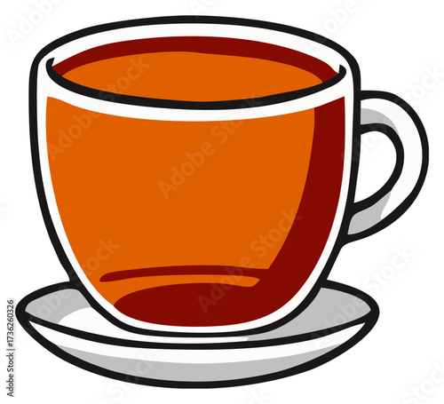 Tea cup illustration. Editable color vector