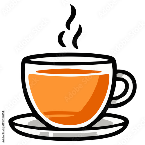 Herbal tea cup illustration. Editable color vector