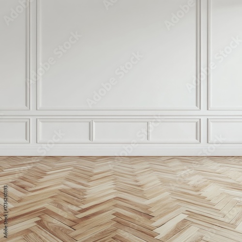 Empty room with white walls and light wooden floor