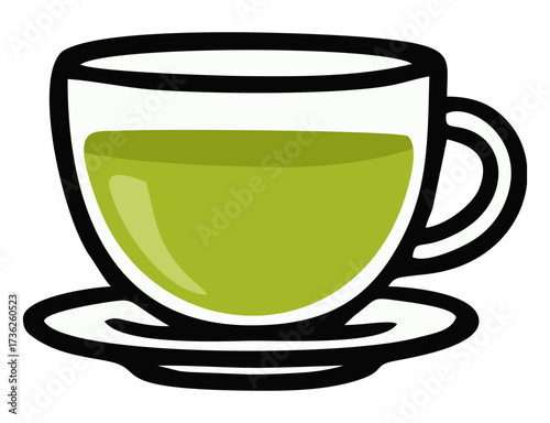 Cup of green tea matcha illustration. Editable color vector