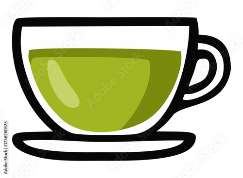 Green tea icon. Editable color vector