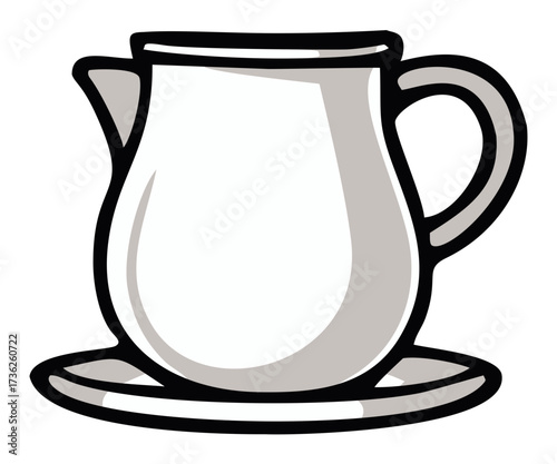 Opened porcelain teapot illustration. Editable color vector