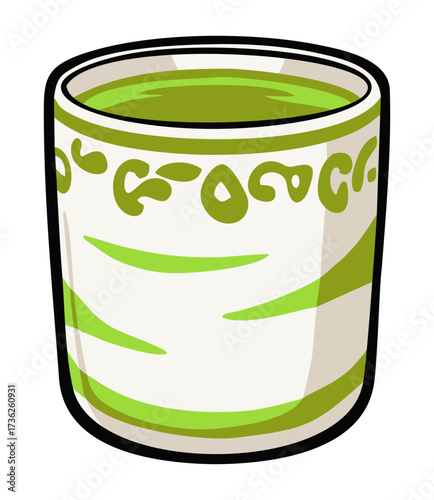 Yunomi japanese tea cup illustration. Editable color vector