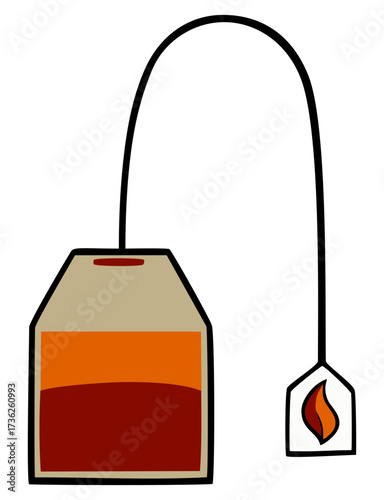 Red tea bag illustration. Editable color vector
