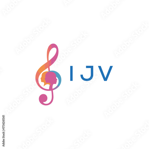 “Vibrant artistic treble clef with human profiles concept” IJV Later Logo, “Creative music academy logo with silhouette heads and notes” 

IJV music, logo, IJV abstract, creative, IJV colorful, vibran