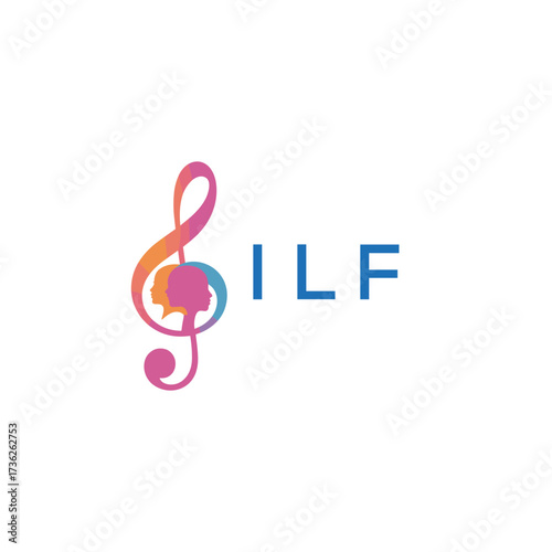 “Vibrant artistic treble clef with human profiles concept” ILF Later Logo, “Creative music academy logo with silhouette heads and notes” 

ILF music, logo, ILF abstract, creative, ILF colorful, vibran