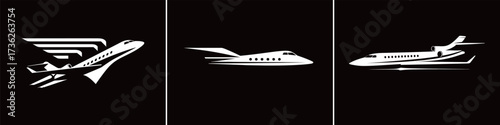 Silhouettes of three distinct aircraft are shown on a dark background, featuring diverse designs and shapes that highlight their unique characteristics.