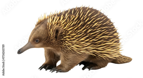 Quadro su tela Isolated Short-Beaked Echidna, Australian Monotreme Animal with Spikes and Long