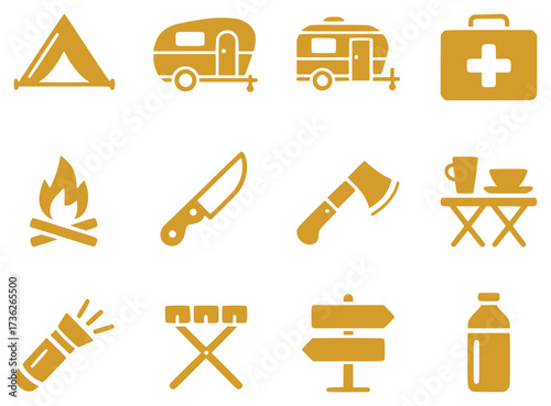 Camping and Outdoor Adventure Icons