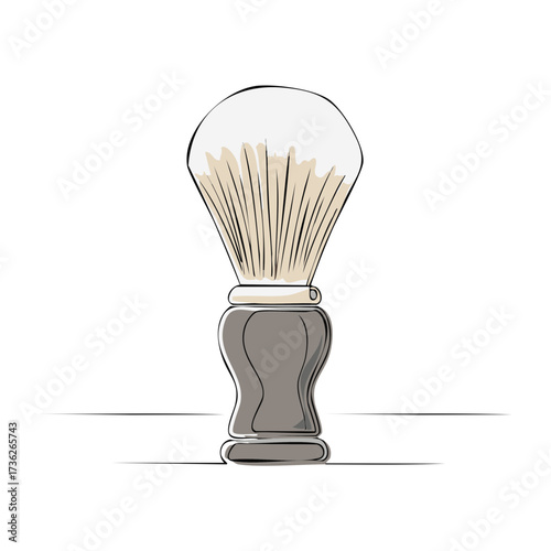 Classic Shaving Brush with Textured Bristles and Smooth Handle Modern Line Art