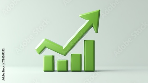 A green upward arrow and bar graph symbolizing growth, progress, and success in business or finance. Free Download A green upward arrow and bar graph symbolizing growth, progress, and success in business or finance. - GFXLoad