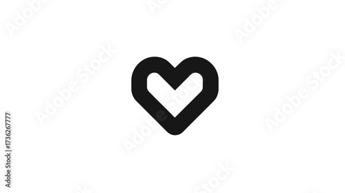 Minimalist black outline heart icon. Simple geometric love symbol for digital design, social media, web, and graphic elements.