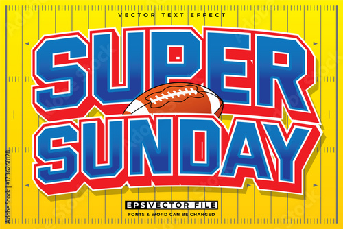 American Football typography editable text effect 3d style. Super Sunday text effect sport vector template 