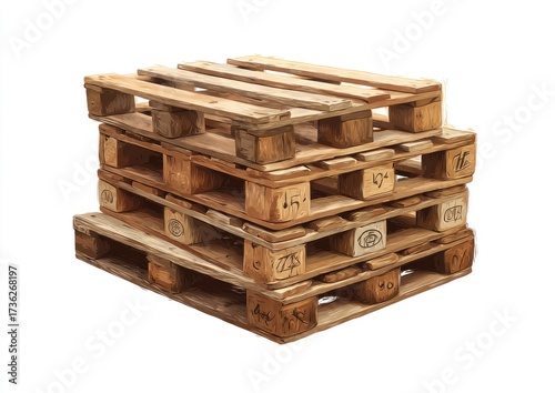 Stack of used wooden pallets